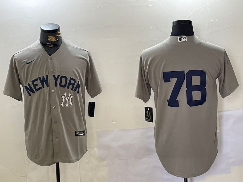 Men New York Yankees 78 No Name Grey Game 2024 Nike MLB Jersey style 4